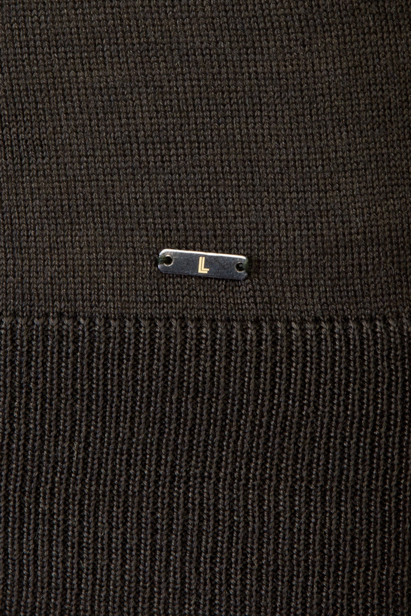 Haki Yarım Balıkçı Yaka Regular Fit Yünlü Triko Kazak