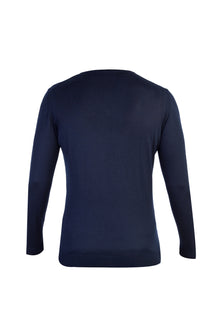 Lacivert V Yaka Regular Fit Yünlü Triko Kazak