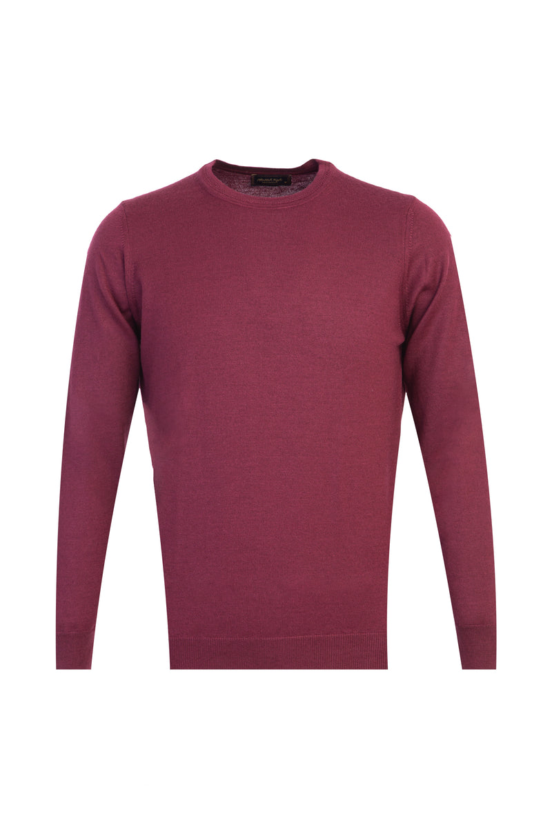 Bordo Bisiklet Yaka Regular Fit Yünlü Triko Kazak