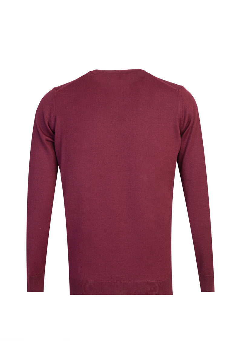 Bordo Bisiklet Yaka Regular Fit Yünlü Triko Kazak