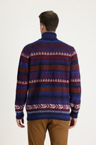 Bordo Balıkçı Yaka Regular Fit Yünlü Desenli Triko Kazak