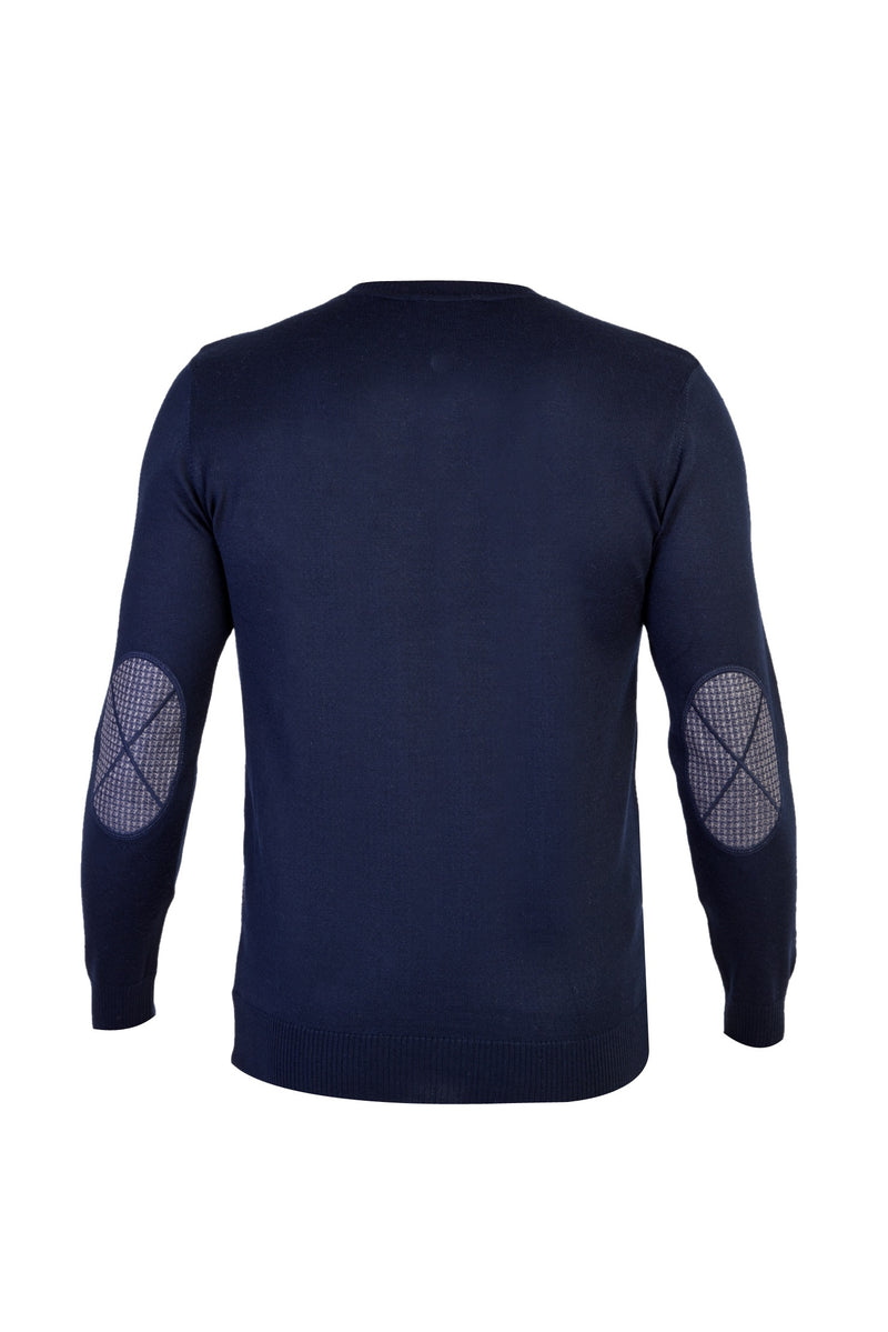 Lacivert V Yaka Regular Fit Yünlü Triko Kazak