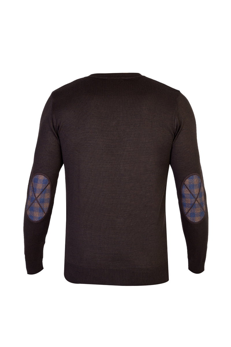 Kahve V Yaka Regular Fit Yünlü Triko Kazak