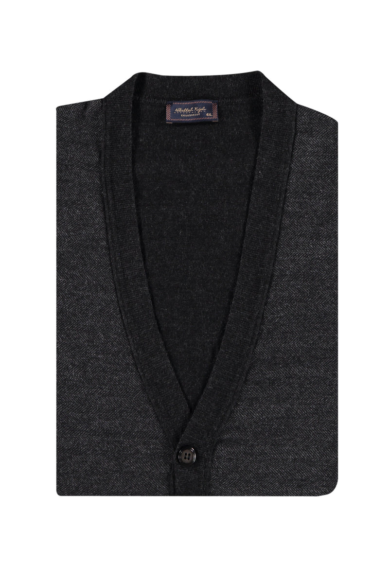 Antrasit Büyük Beden Yünlü Düğmeli Hırka