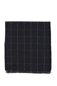 Koyu Mavi Yün Desenli Atkı