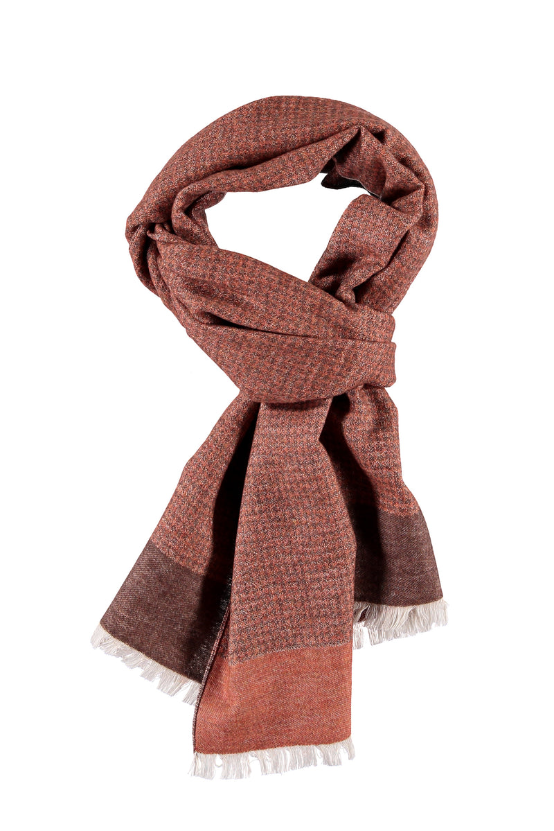 Koyu Kahve Yünlü Desenli Atkı