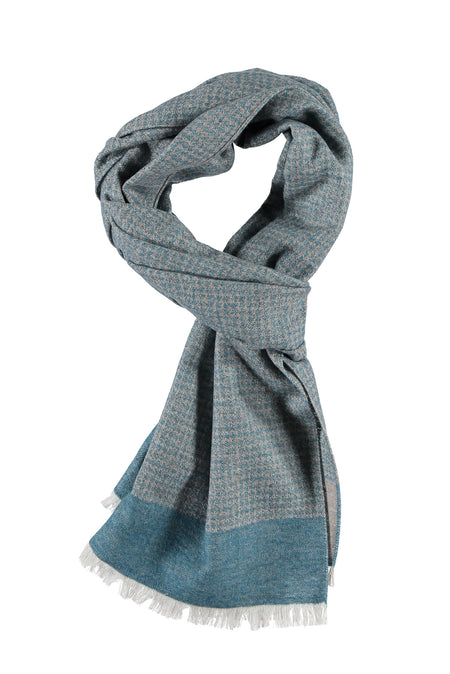 Turkuaz Yünlü Desenli Atkı