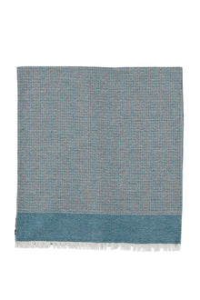 Turkuaz Yünlü Desenli Atkı