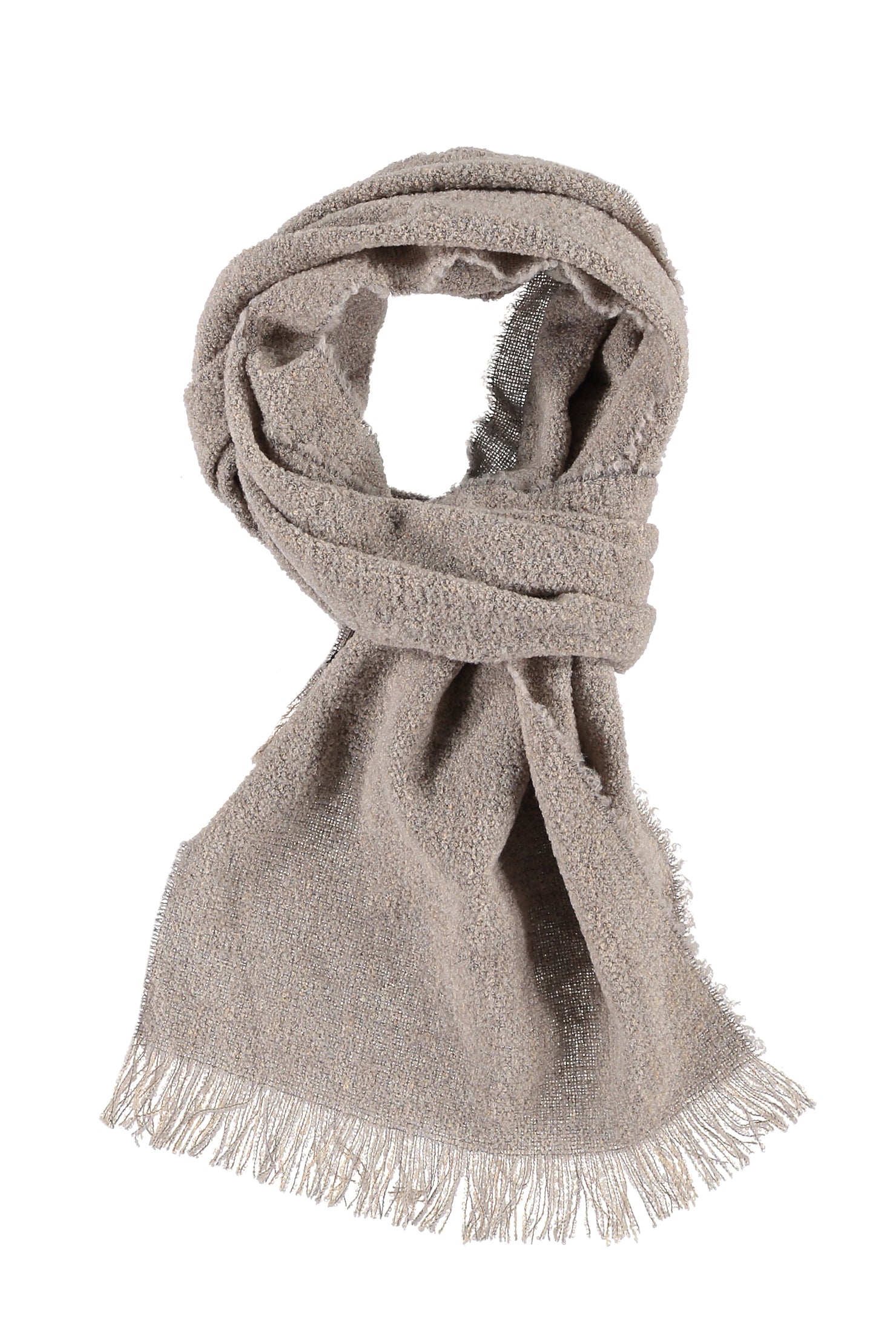 Füme Gri Yünlü Desenli Atkı