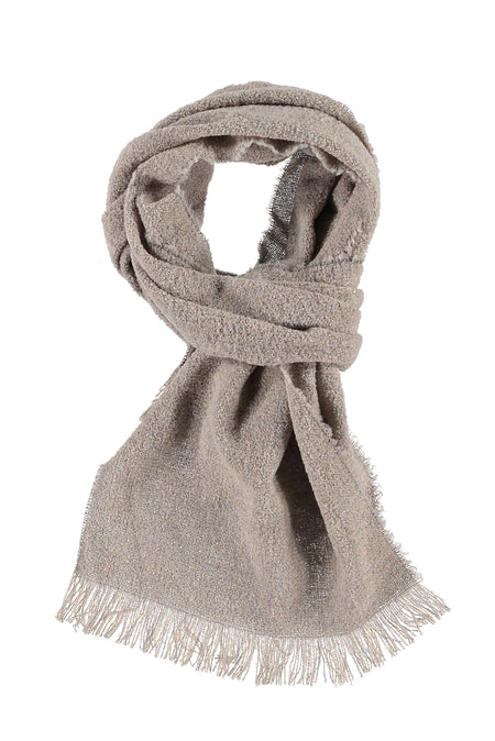 Füme Gri Yünlü Desenli Atkı