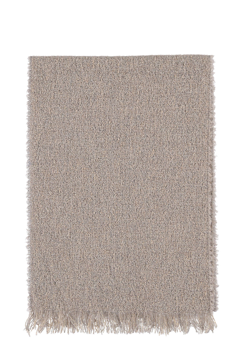 Füme Gri Yünlü Desenli Atkı