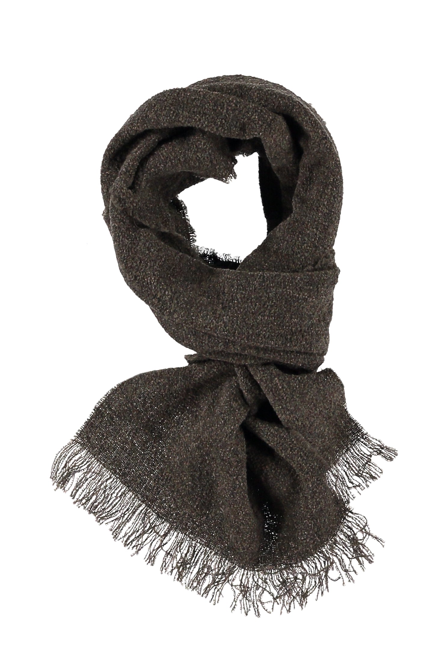 Koyu Yesil Yünlü Desenli Atkı