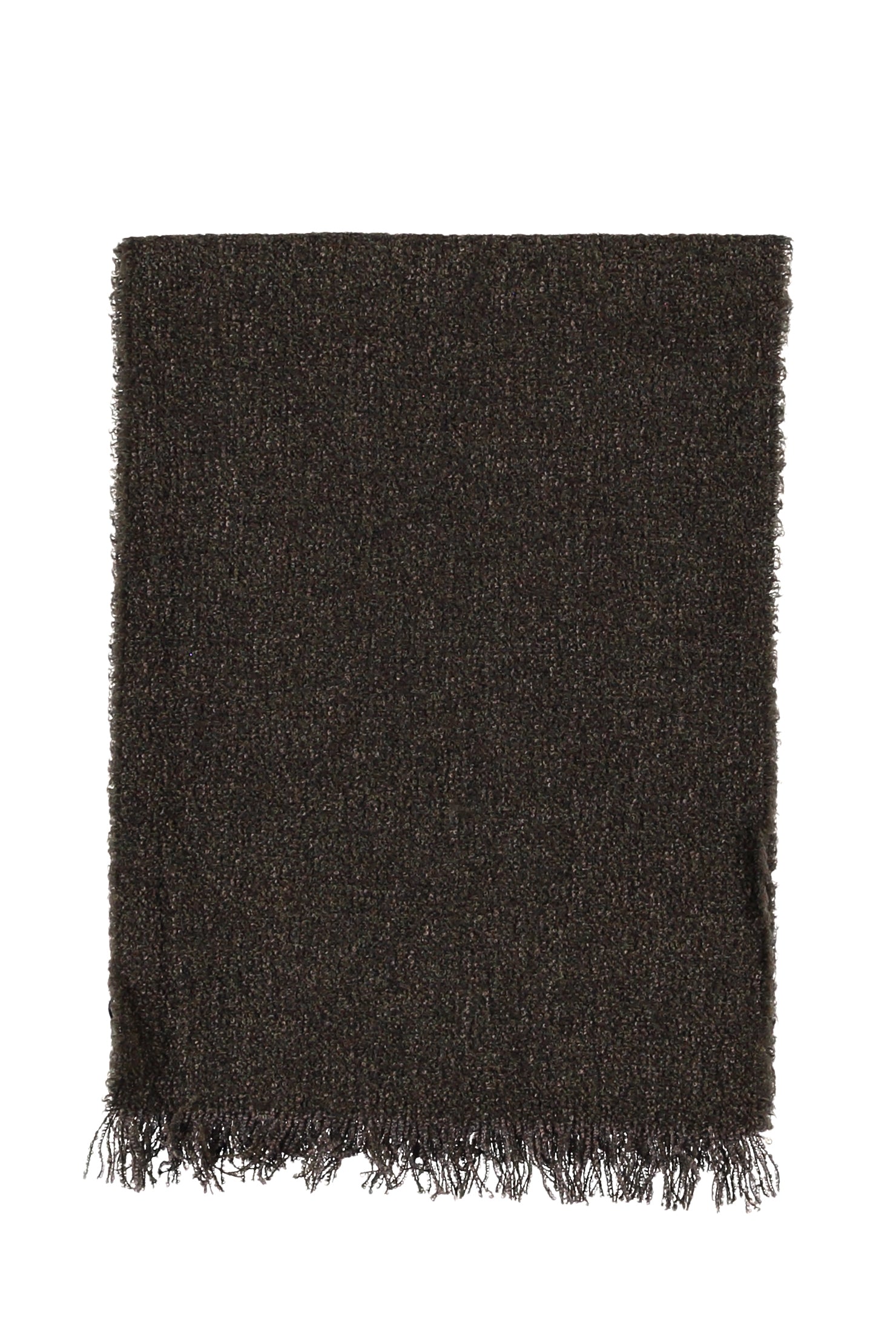 Koyu Yesil Yünlü Desenli Atkı