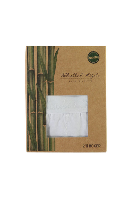 Beyaz 2'li Bambu Boxer Seti