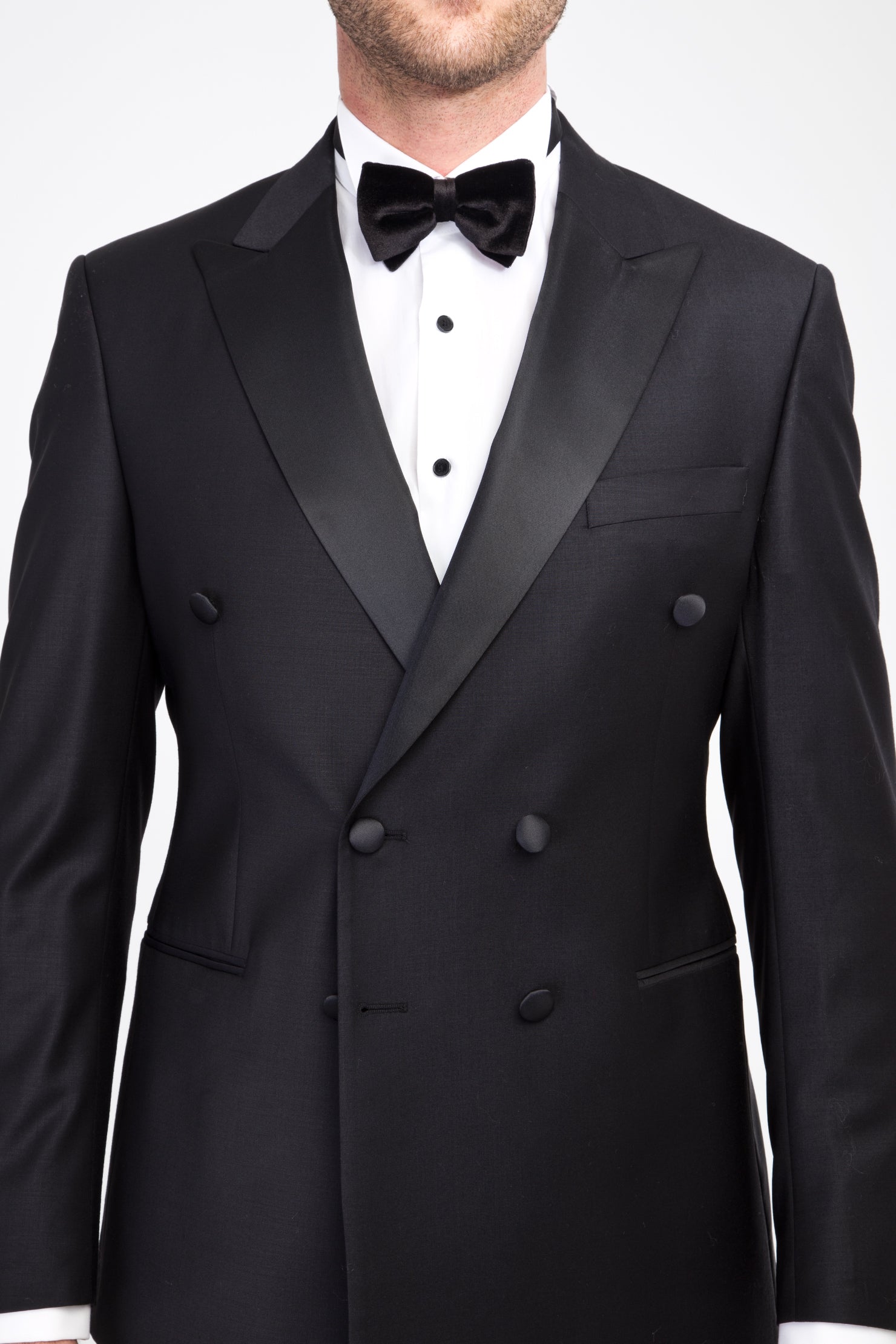 Siyah Slim Fit Dar Kesim Kruvaze Smokin / Damatlık
