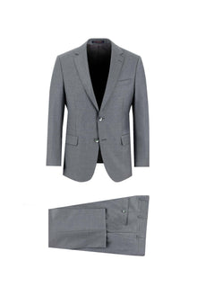 Orta Füme 7 Drop Slim Fit Dar Kesim Yünlü Tak?m Elbise-Abdullah Ki??l?