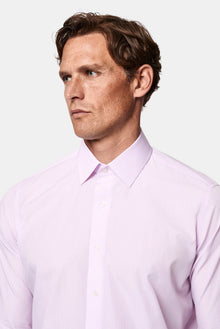Pembe Uzun Kol Slim Fit Klasik Çizgili %100 Pamuk İtalyan Gömlek