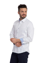 Beyaz Uzun Kol Slim Fit Dar Kesim Pamuk Gömlek-Abdullah Ki??l?