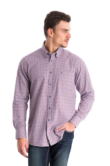 Kırmızı Gömlek U Kol Spor Ekose