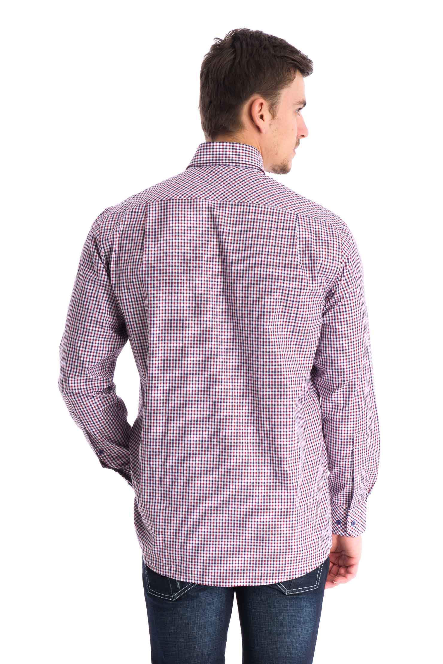 Kırmızı Gömlek U Kol Spor Ekose