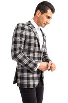 Siyah 6 Drop Regular Fit Standart Kesim Ekose Yün Ceket-Abdullah Ki??l?