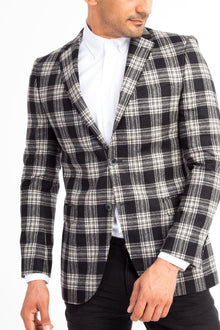 Siyah 6 Drop Regular Fit Standart Kesim Ekose Yün Ceket-Abdullah Ki??l?