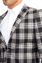 Siyah 7 Drop Slim Fit Dar Kesim Ekose Yün Ceket-Abdullah Ki??l?