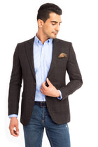 Koyu Kahve Kareli Yün Ceket