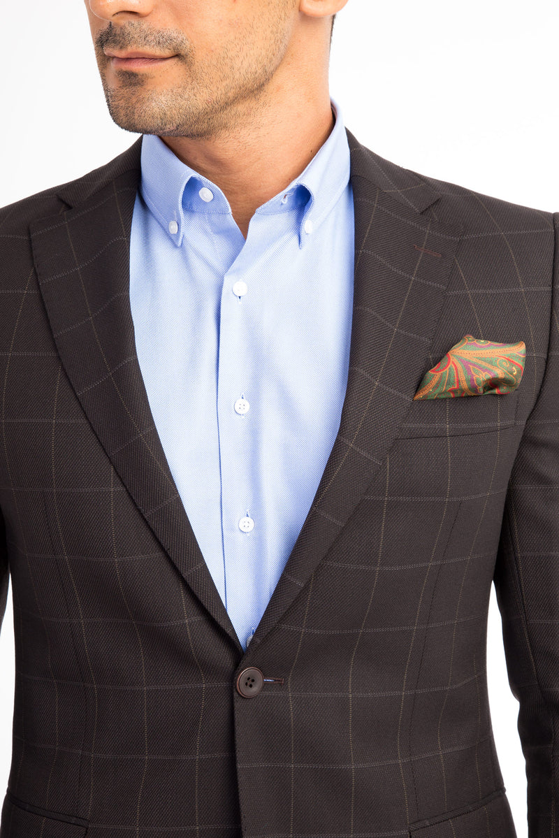 Koyu Kahve Kareli Yün Ceket