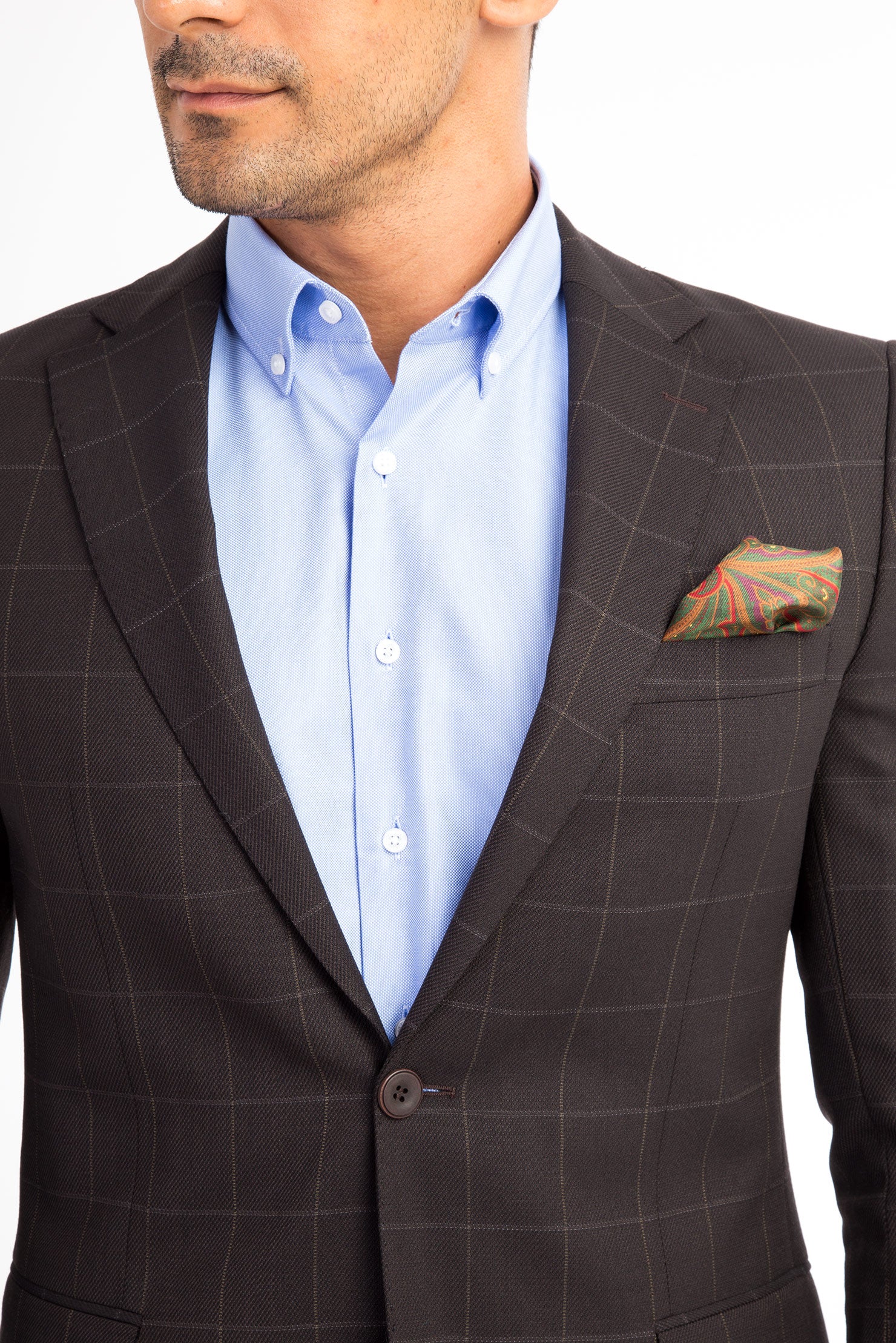 Koyu Kahve Kareli Yün Ceket