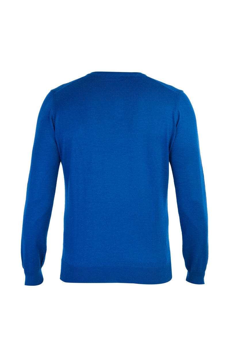 Koyu Mavi Düz Klasık V Yaka Triko