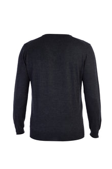 Antrasit Düz Klasık V Yaka Triko