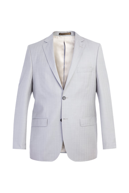 Açık Gri İtalyan Balıksırtı Yün Ceket