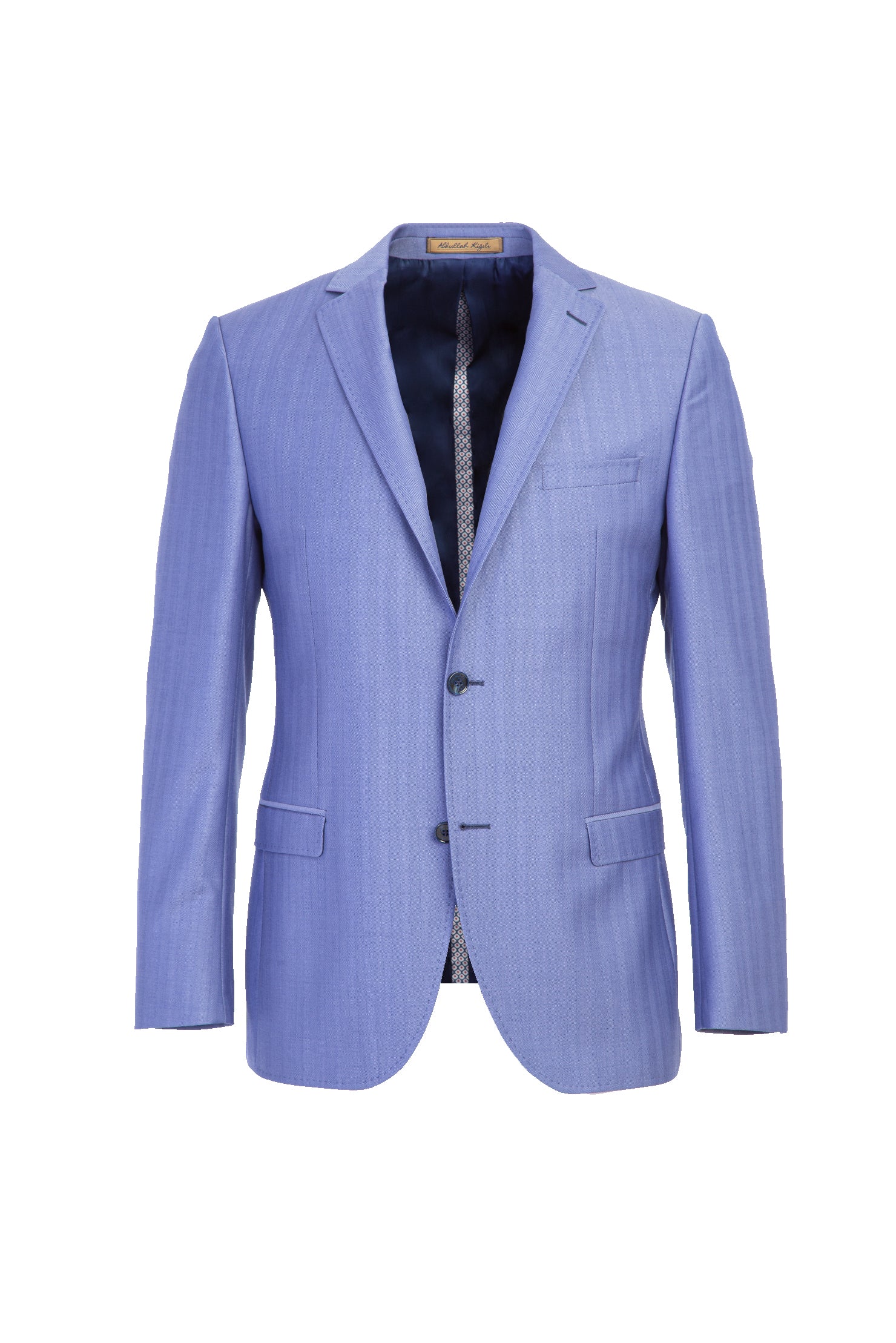 Mavi İtalyan Balıksırtı Yün Ceket