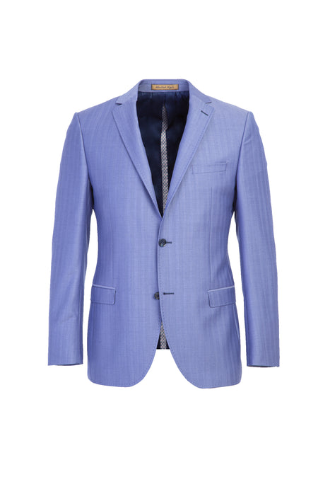 Mavi İtalyan Balıksırtı Yün Ceket