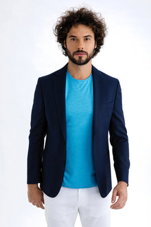 Lacivert Regular Fit Oxford Yün Ceket