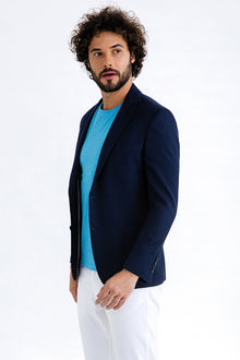 Lacivert Regular Fit Oxford Yün Ceket