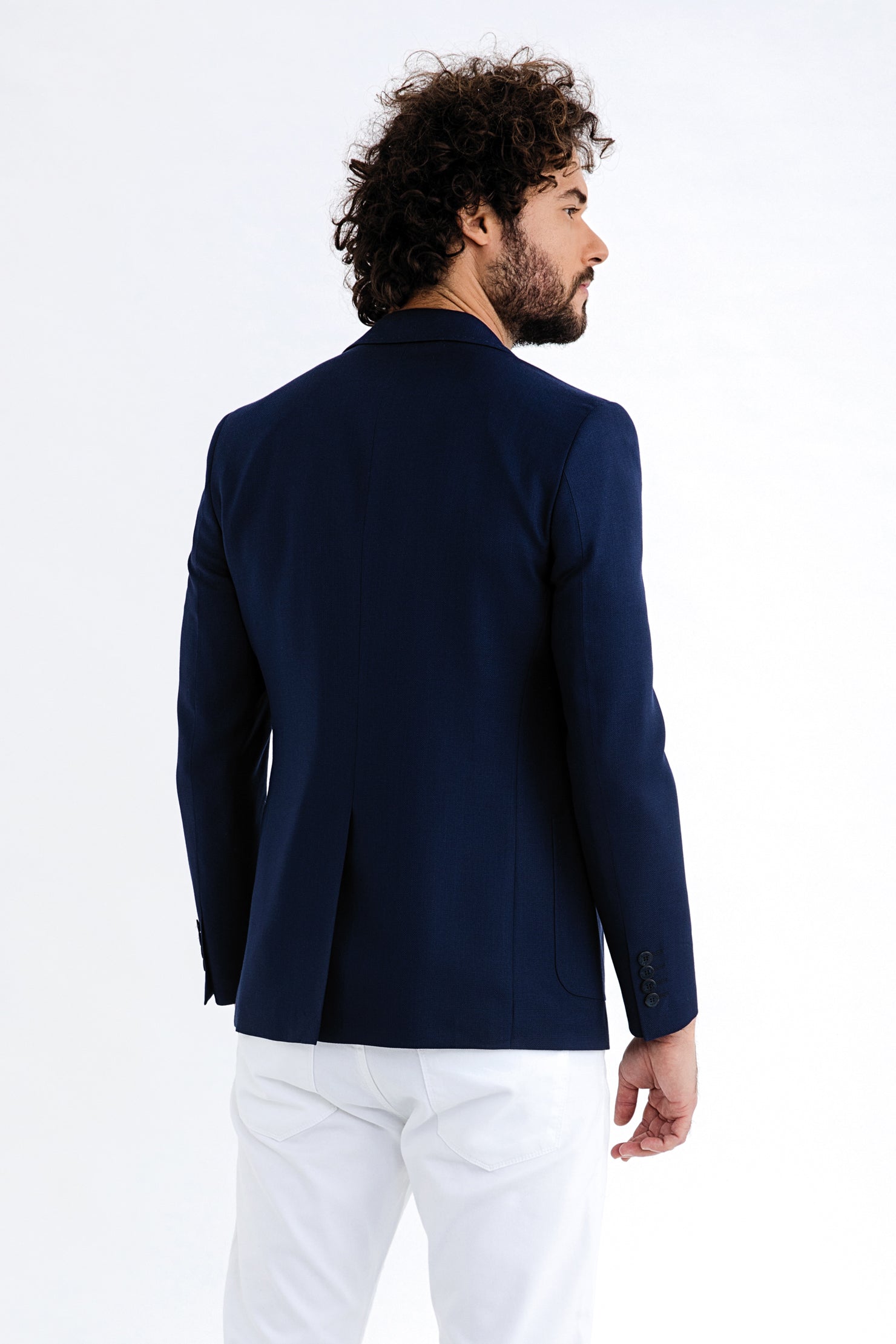 Lacivert Regular Fit Oxford Yün Ceket