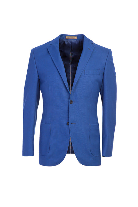 Koyu Mavi 6 Drop Regular Fit Standart Kesim Oxford Yün Ceket-Abdullah Ki??l?