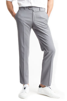 Aç?k Gri 4 Drop Relaxed Fit Rahat Kesim Yünlü Klasik Kuma? Pantolon-Abdullah Ki??l?
