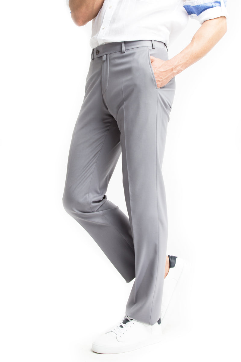 Aç?k Gri 6 Drop Regular Fit Standart Kesim Yünlü Klasik Kuma? Pantolon-Abdullah Ki??l?