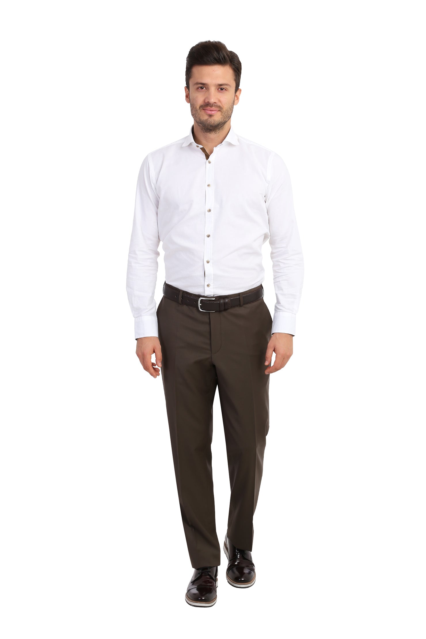 Kahve 4 Drop Relaxed Fit Rahat Kesim Yünlü Klasik Kuma? Pantolon-Abdullah Ki??l?