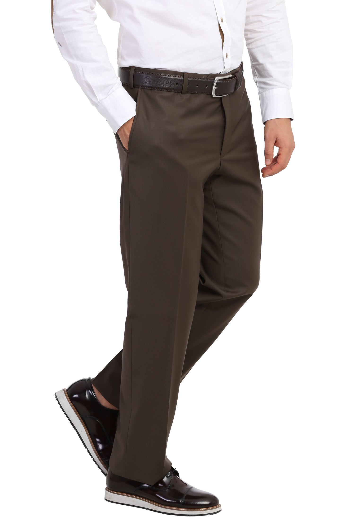 Kahve 6 Drop Regular Fit Standart Kesim Klasik Kuma? Pantolon-Abdullah Ki??l?