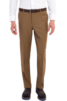Aç?k Kahve - Camel 4 Drop Relaxed Fit Rahat Kesim Yünlü Klasik Kuma? Pantolon-Abdullah Ki??l?