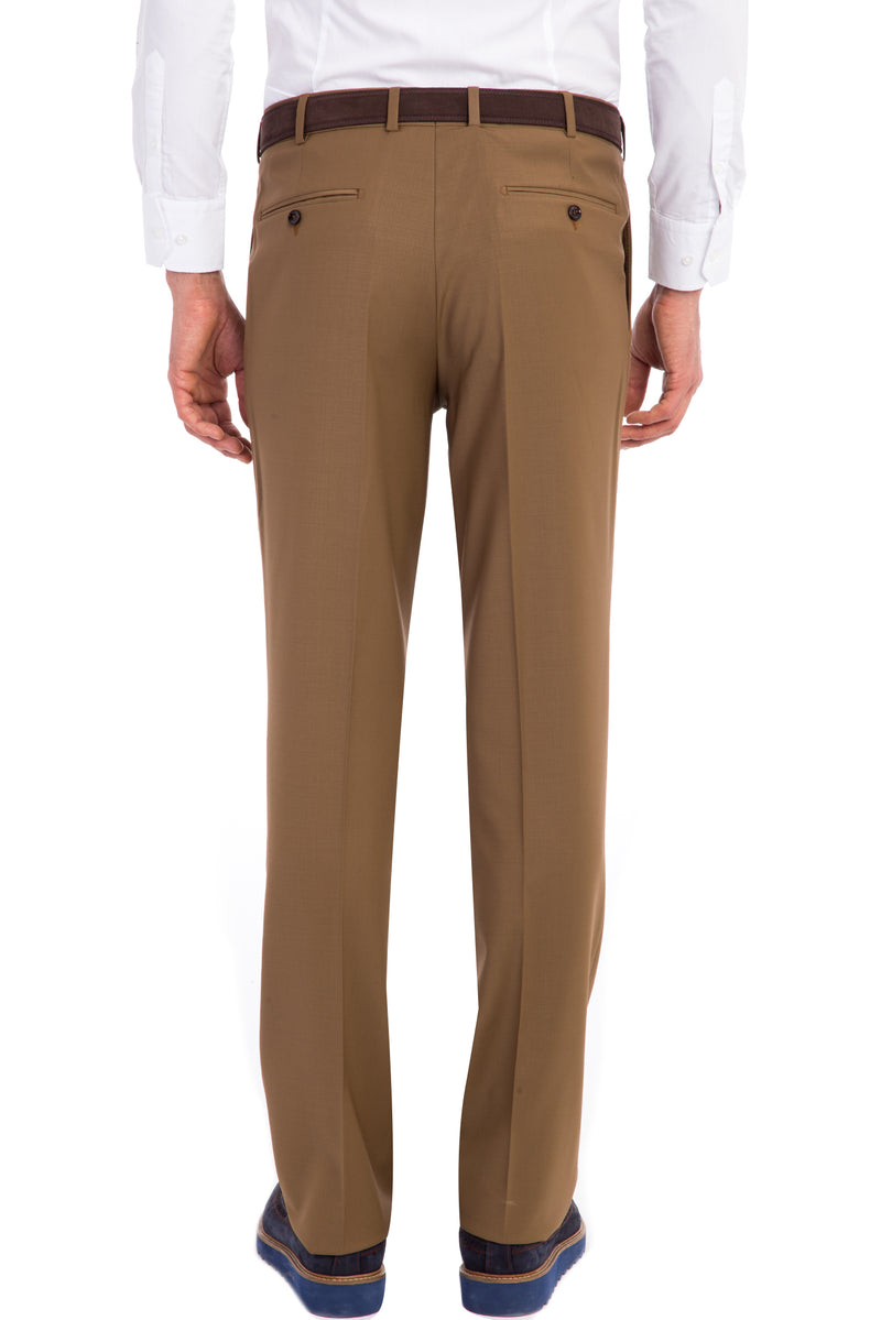 Aç?k Kahve - Camel 4 Drop Relaxed Fit Rahat Kesim Yünlü Klasik Kuma? Pantolon-Abdullah Ki??l?