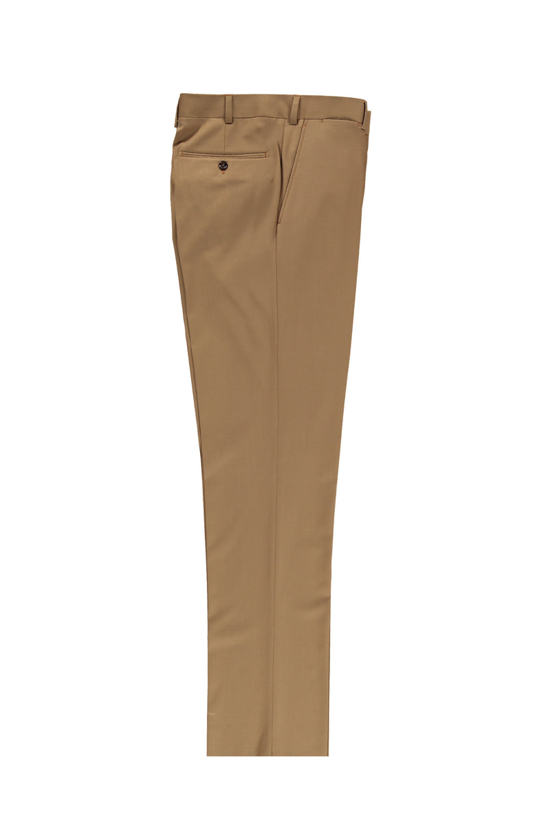 Aç?k Kahve - Camel 6 Drop Regular Fit Standart Kesim Yünlü Klasik Kuma? Pantolon-Abdullah Ki??l?