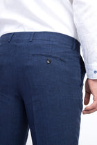 Lacivert 6 Drop Regular Fit Standart Kesim ?talyan Keten Kuma? Pantolon-Abdullah Ki??l?