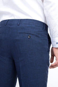 Lacivert 6 Drop Regular Fit Standart Kesim ?talyan Keten Kuma? Pantolon-Abdullah Ki??l?
