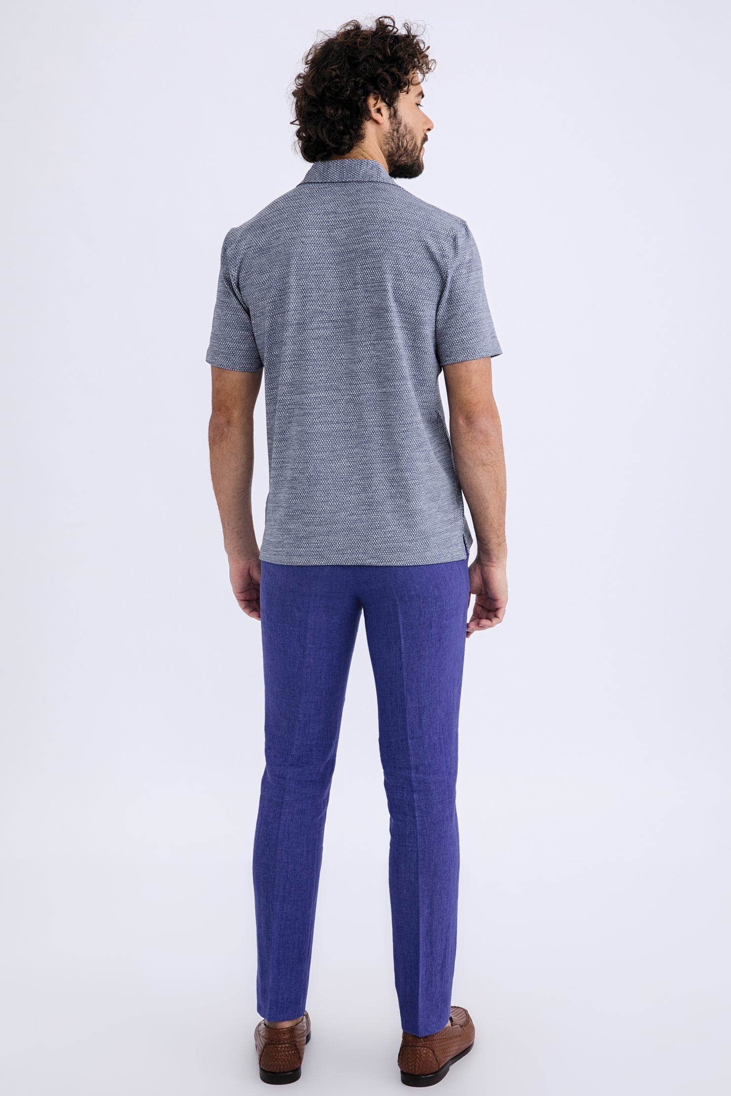 Mavi İtalyan Keten Kumaş Pantolon