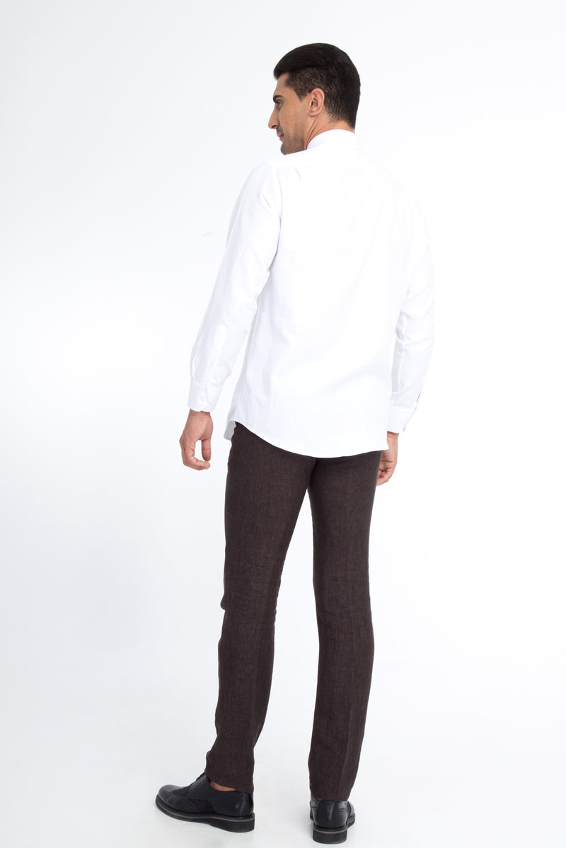 Kahve İtalyan Keten Kumaş Pantolon